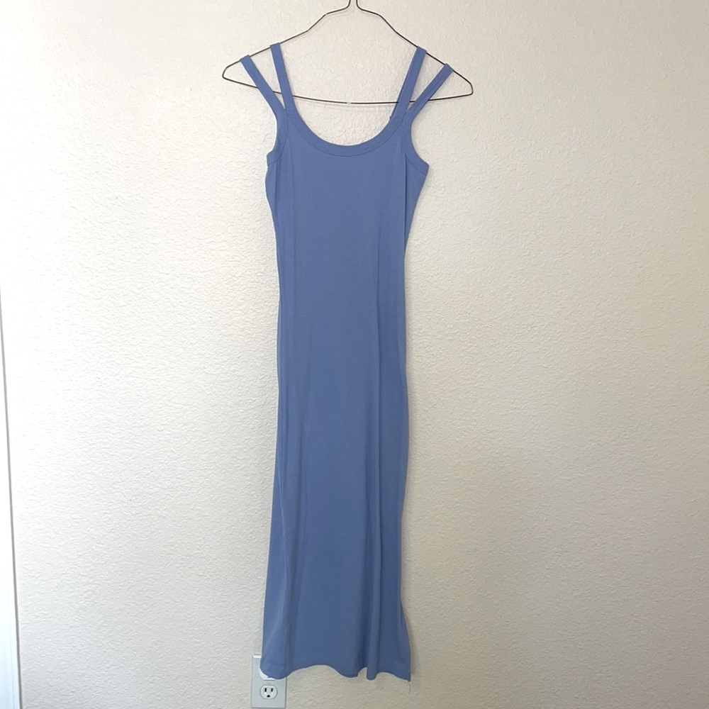Maxi Blue Ribbed Dress